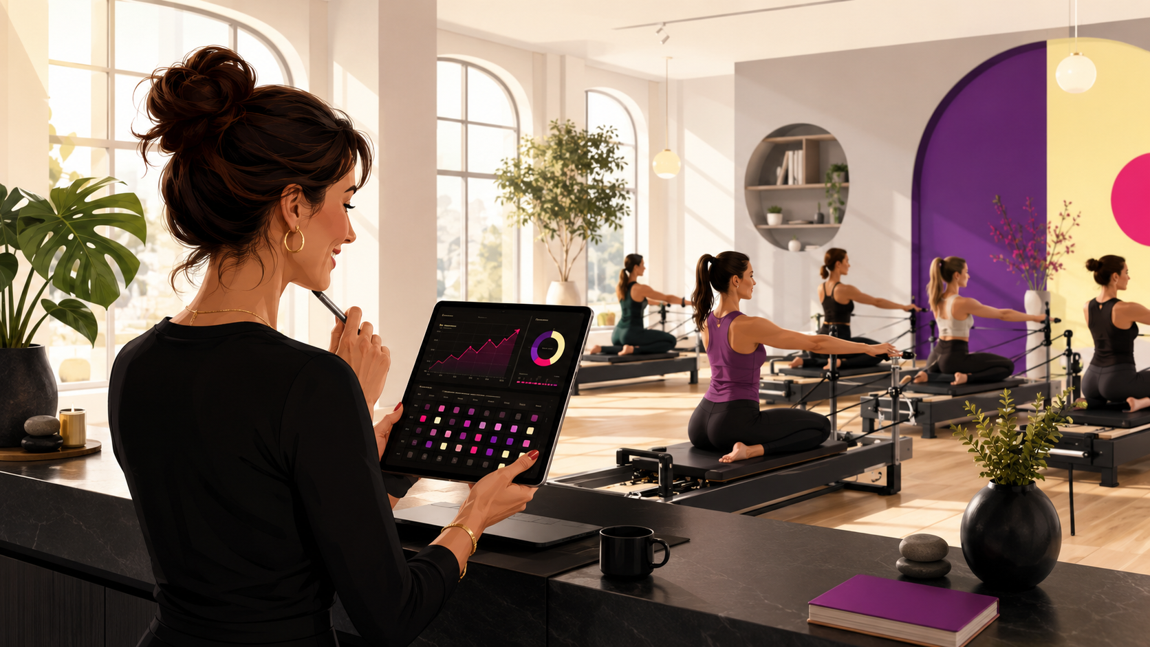Estudio de Pilates con clientas en reformer y crecimiento de ocupación