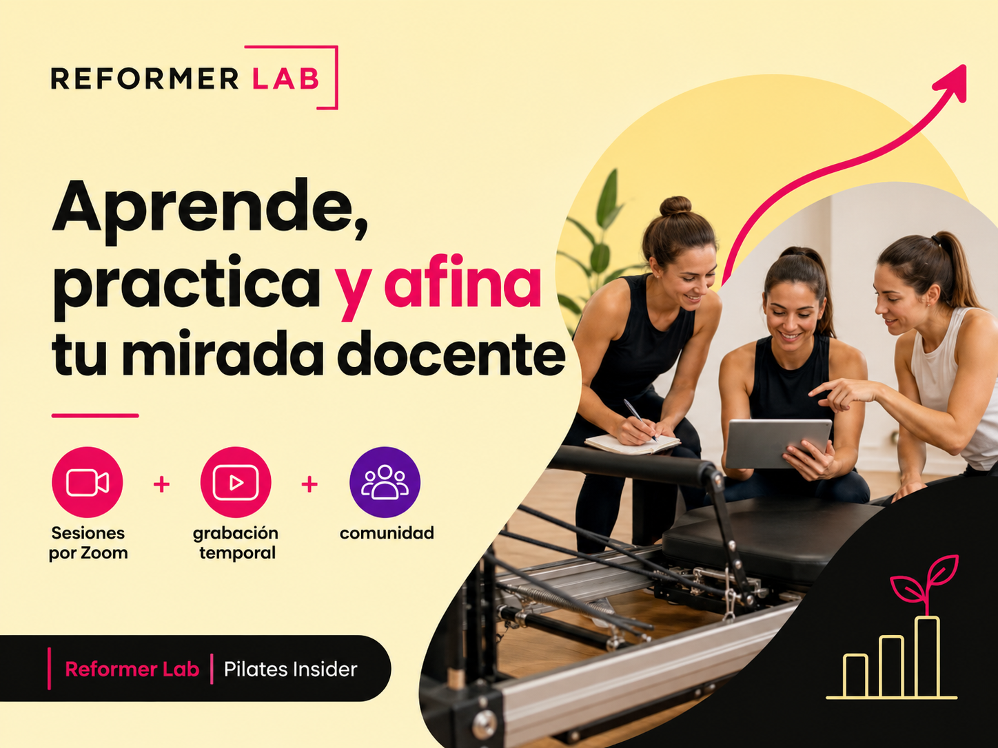 Instructor trabajando una secuencia en Reformer